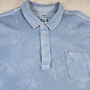 Tommy Bahama Relax Polo Shirt Mens 3XL Blue Floral Pima Cotton Casual‎ Pocket